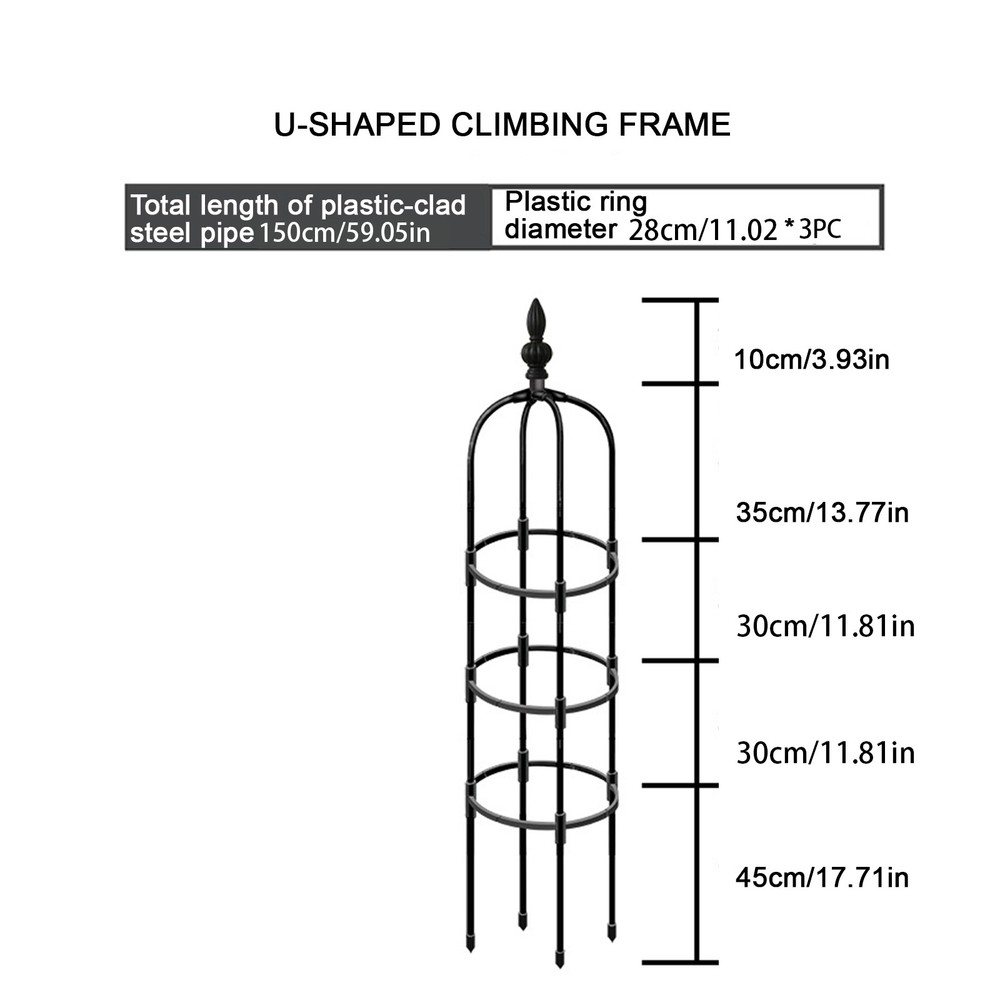 150cm Black 11mm U-Shape Climbing Frame 28cm Ring Diameter