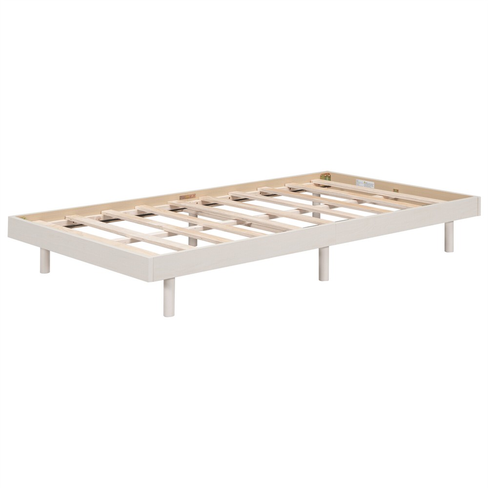 Twin/Full/Queen Size Floating Bed Frame Wood Platform Bed Frame w/ Headboard