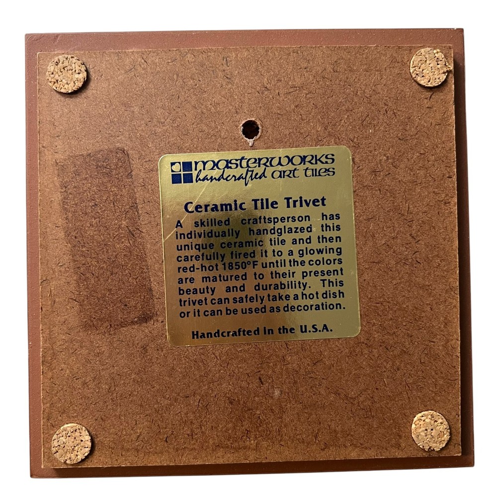 MasterworksTexas Star Bluebonnet Ceramic Tile Trivet Handcrafted Decorative 6x6
