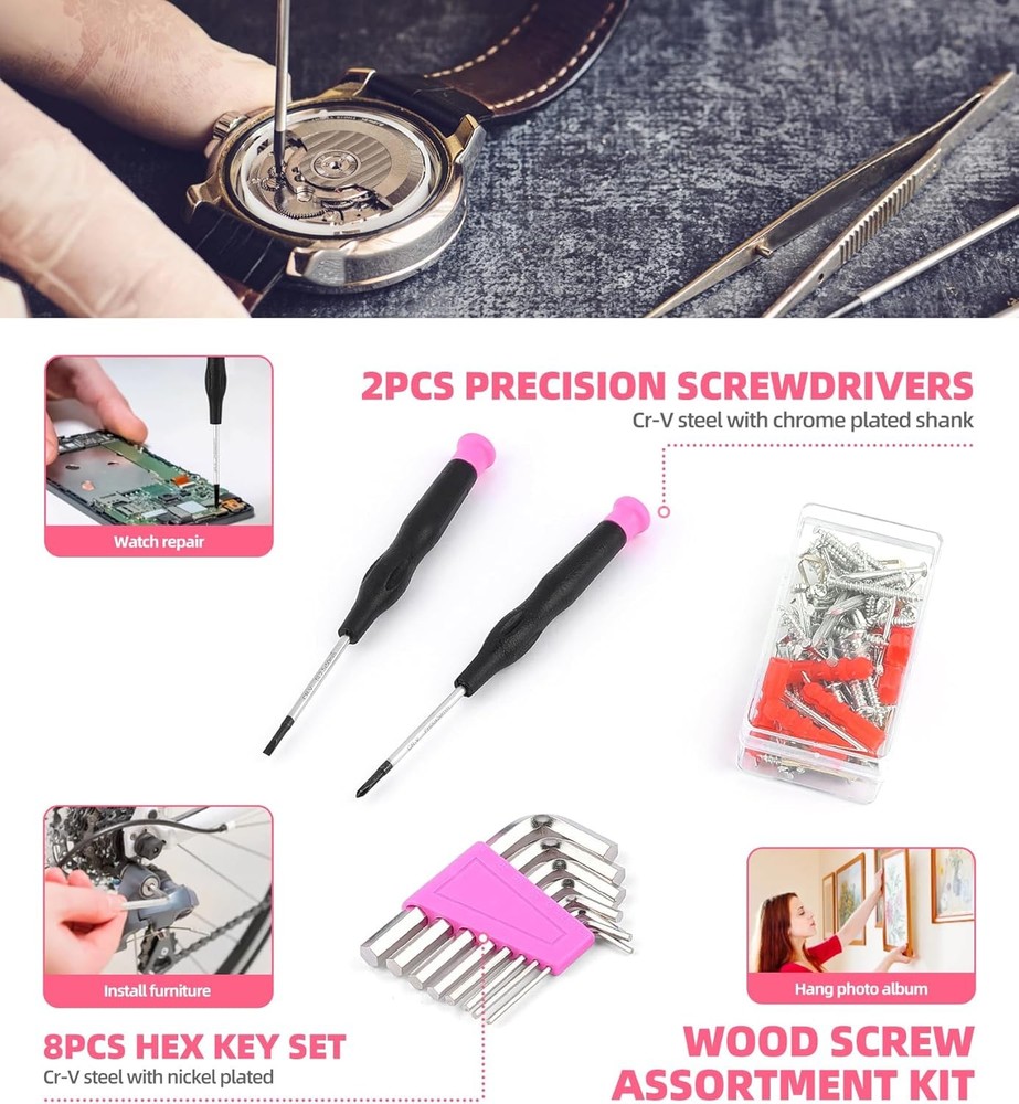 123 Piece Pink Home Repair Tool Kit
