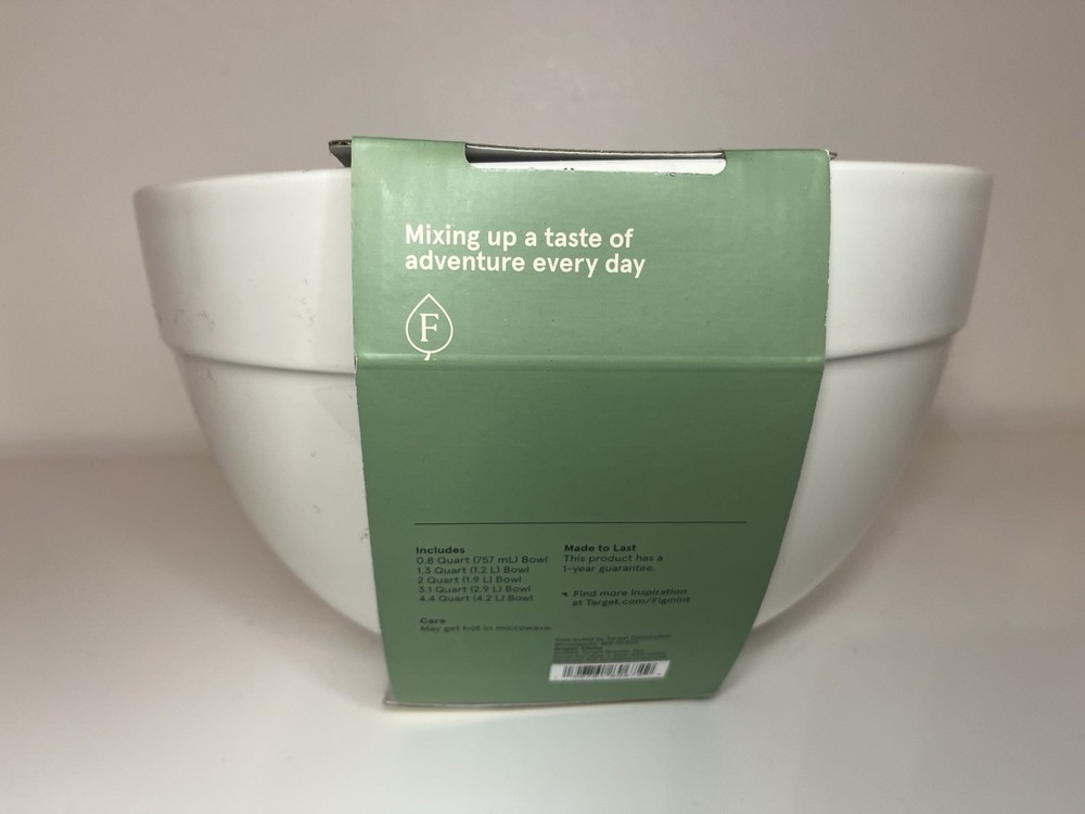 5pc Earthenware Ceramic Mixing Bowl Set Cream - Figmint