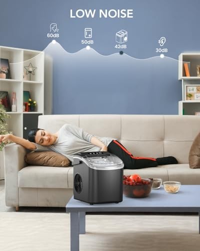Ice Maker Countertop, Efficient Easy Carry Ice Machine, Self 26LBS/DAY BLACK