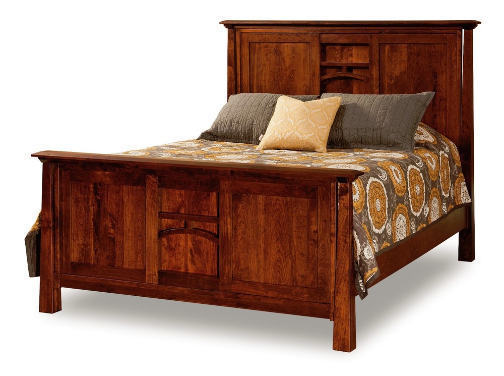 Mission Arch Panel Bed Solid Wood Amish Furniture