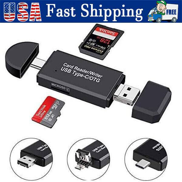 Card Reader USB 3.0 Type C Micro SD TF OTG Smart Memory Adapter Laptop Computer