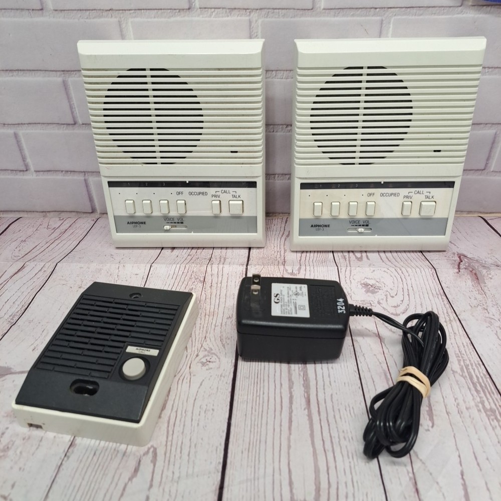 2- Aiphone LEF-3 Stations, 1- LE-D, Transformer Intercom System Lot