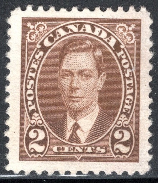 Canada Stamp Scott #232, 2c, King George VI, Brown, OG, MNG
