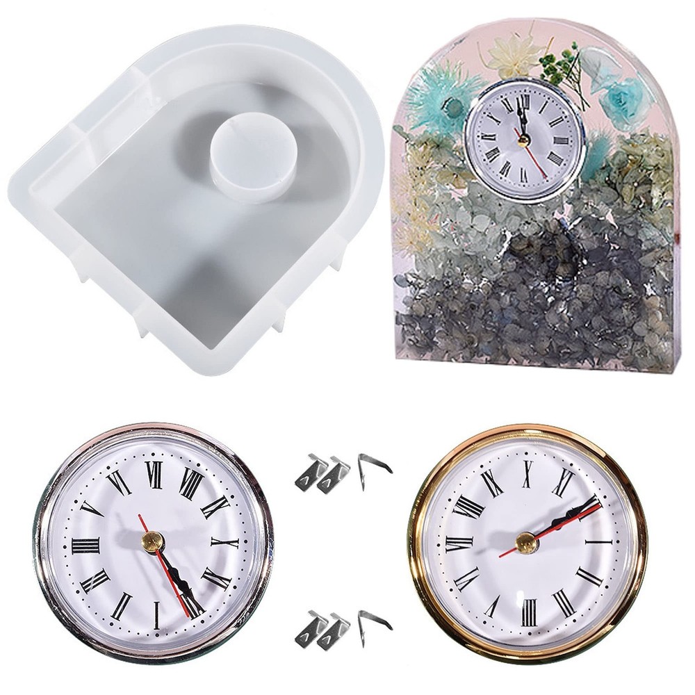 Allazone Arch Clock Casting Molds with 2 Clock Movement Accessories for DIY C...