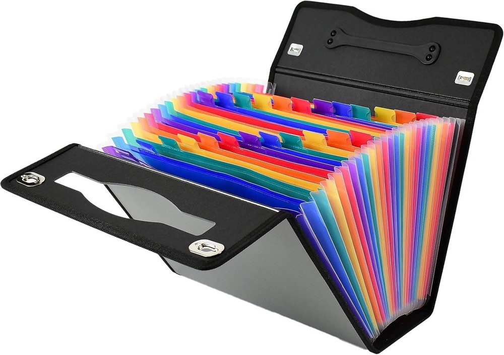 Olive Grey Document Organizer with 24 Pockets