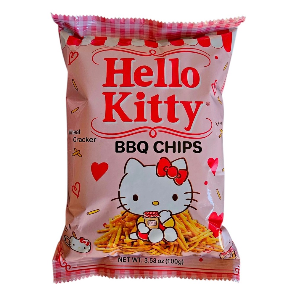 HELLO KITTY Wheat Cracker BBQ Chips 3.53oz/100g, Six (6) Bags