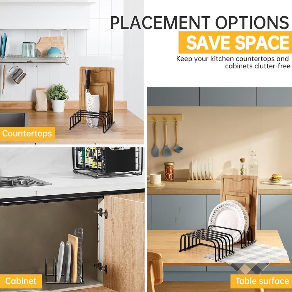 Kitchen Cutting Board Organizer Rack, 5-Slot Storage Holder for Boards, Bakeware