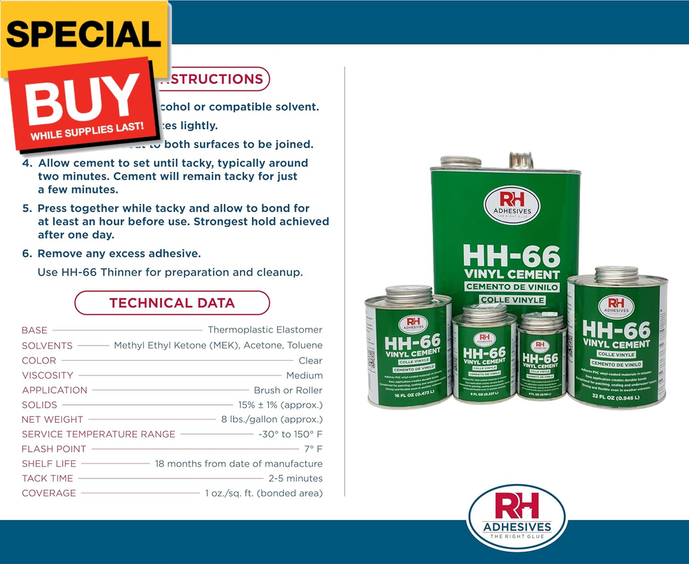 HH-66 Vinyl Cement, 4 Oz. Can -