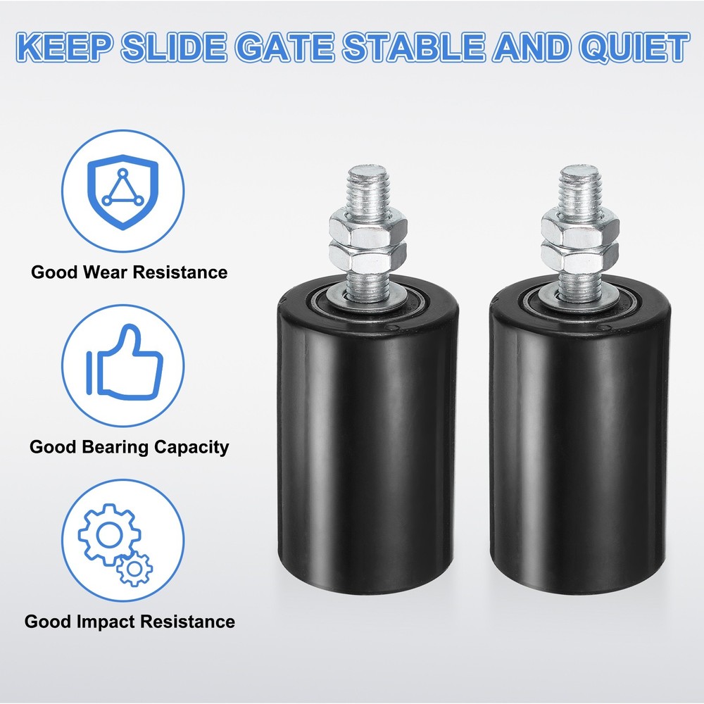 2Pack Slide Gate Guide Roller 2"x2-3/4" Nylon Sliding Gate Support Black