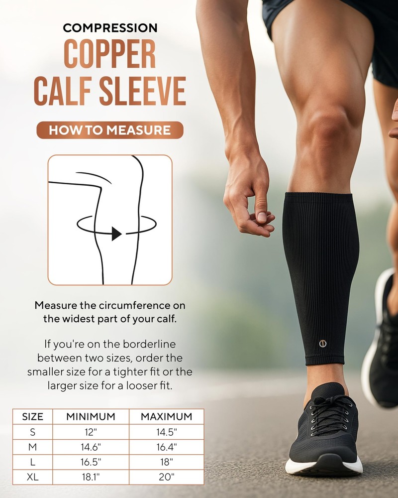 TheraCopper Copper Calf Compression Sleeve — Premium Copper Compression Shin Sle