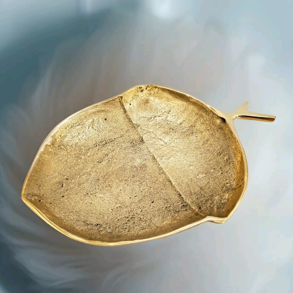 Crate & Barrel Solid Brass Acorn Candle Plate Trinket Dish
