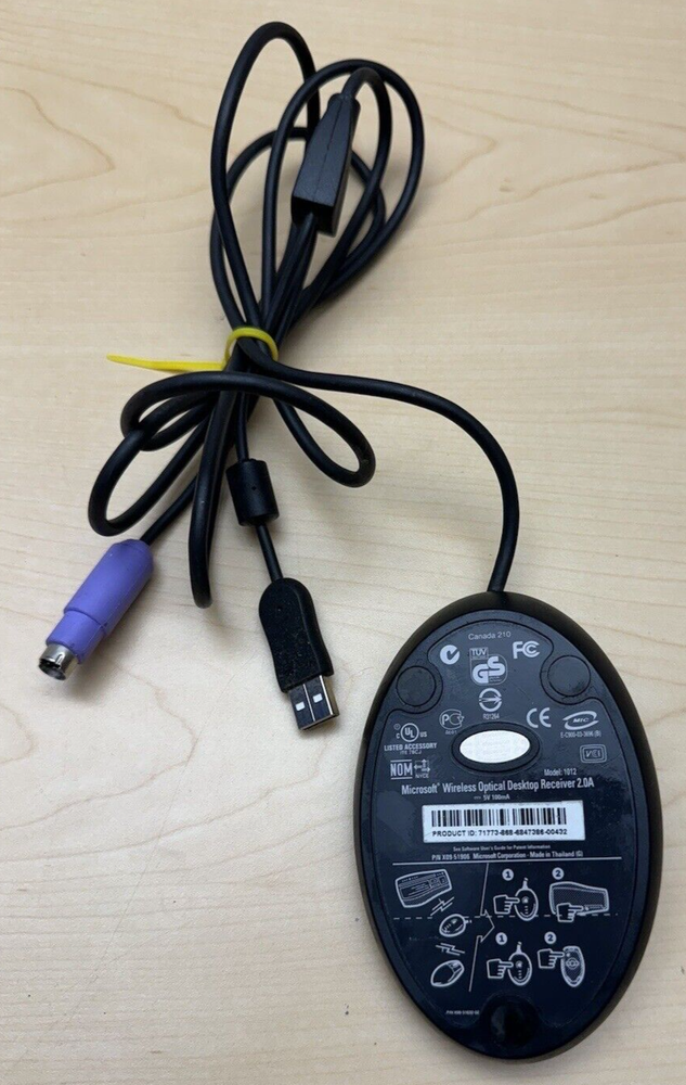 MICROSOFT X09-51906 Wireless Optical Desktop RECEIVER 2.0A Model 1012 Working!