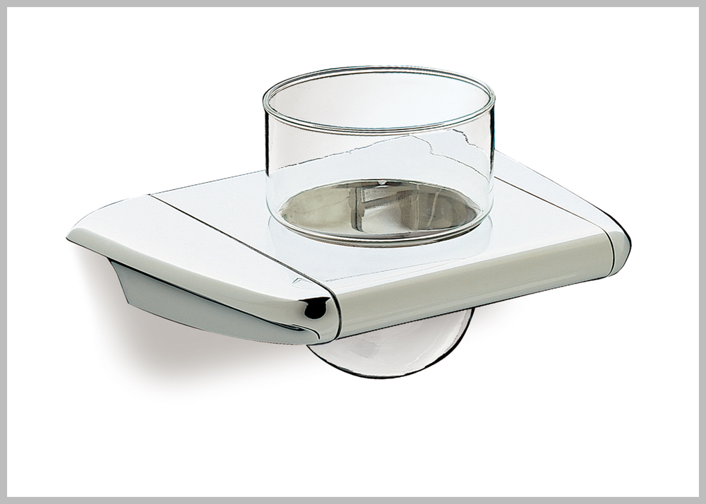 Alada Polished chrome wall toothbrush holder.