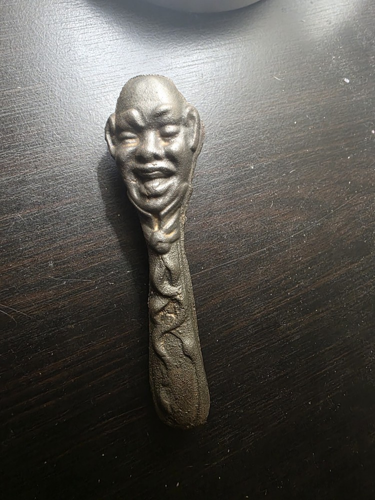 **Vintage Antique 1900s Belgian Solid Brass Nutcracker Bald Man Grotesque Face**