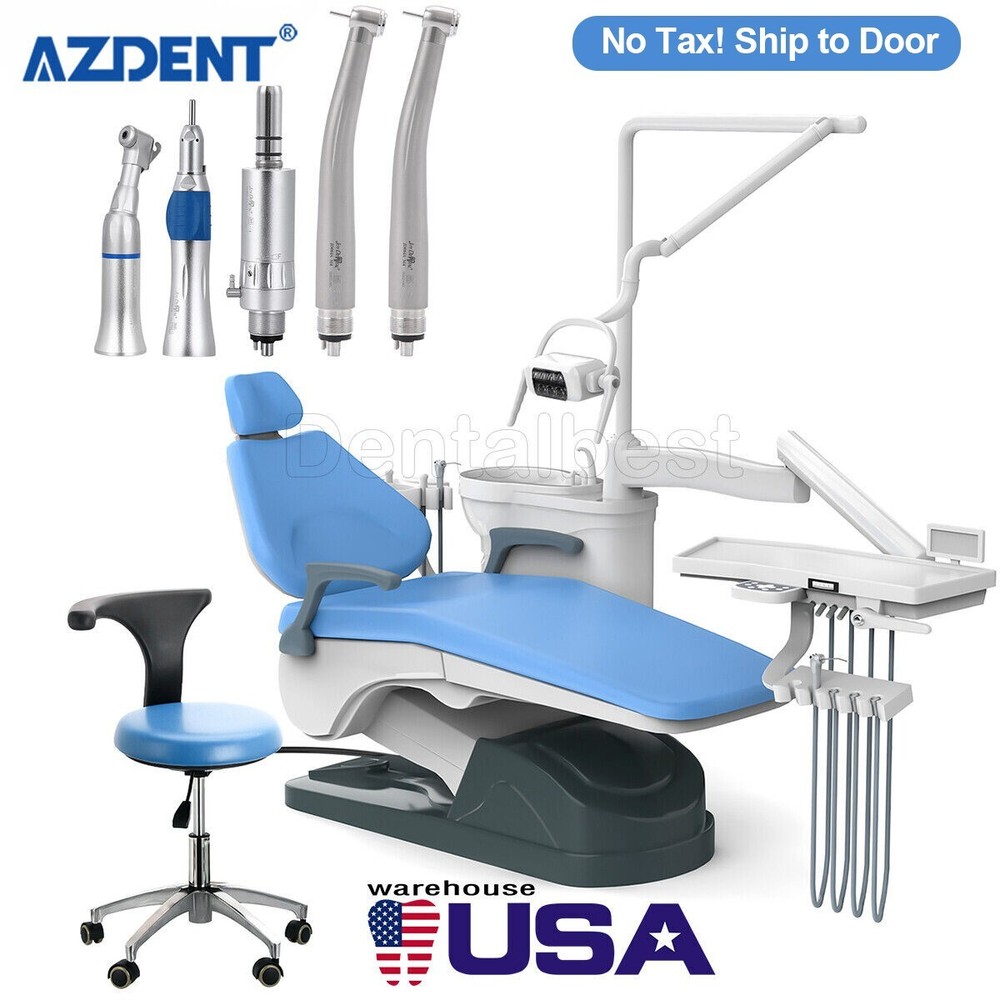 Dental Unit Chair Computer Control PU Leather Compensate Wider+Stool /Handpiece