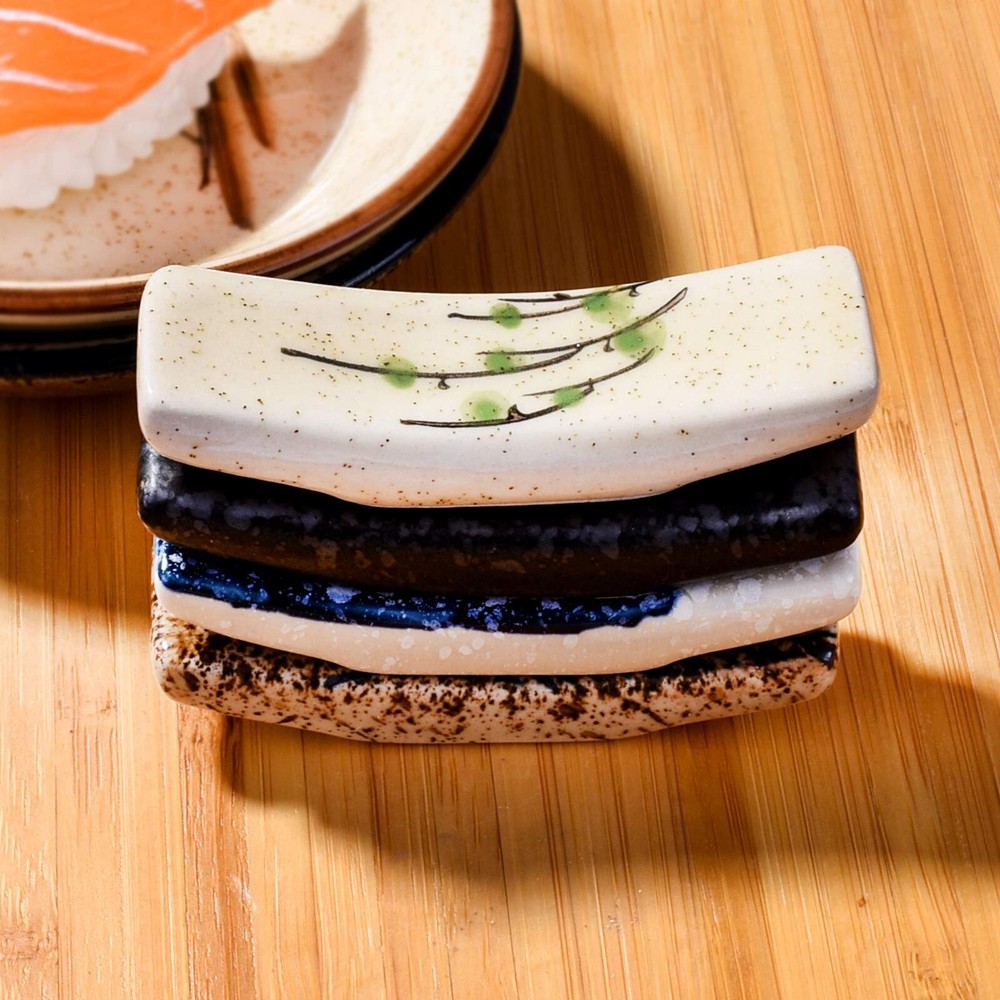 Japanese Style 4 Pcs Ceramic Chopstick Stand Rest Tableware Kitchen Tools for...