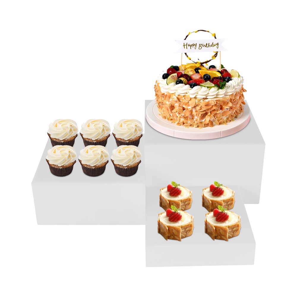 Acrylic Cube Dessert Table Display Nesting Riser with Hollow Bottoms 8"+9"+10"