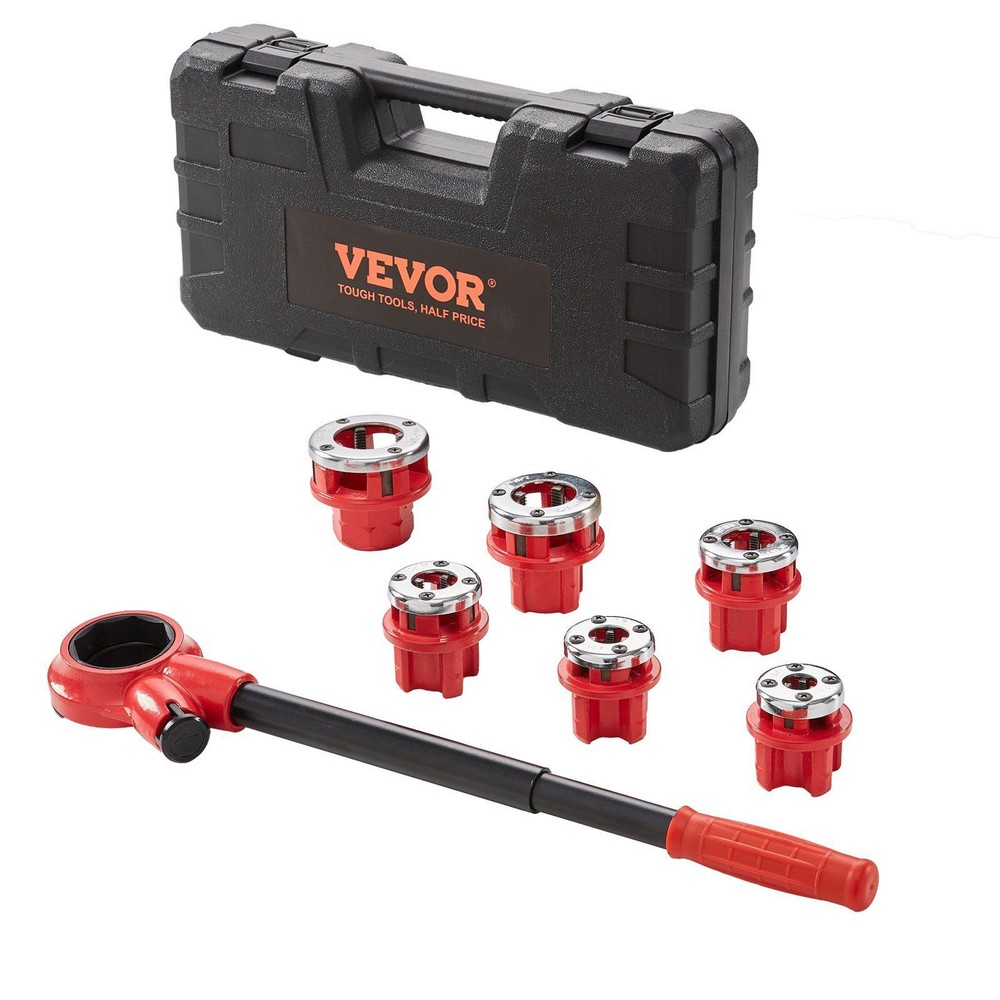Ratchet Pipe Threader Kit Portable Pipe Threading Tool Set with 6 PCS NPT Dies