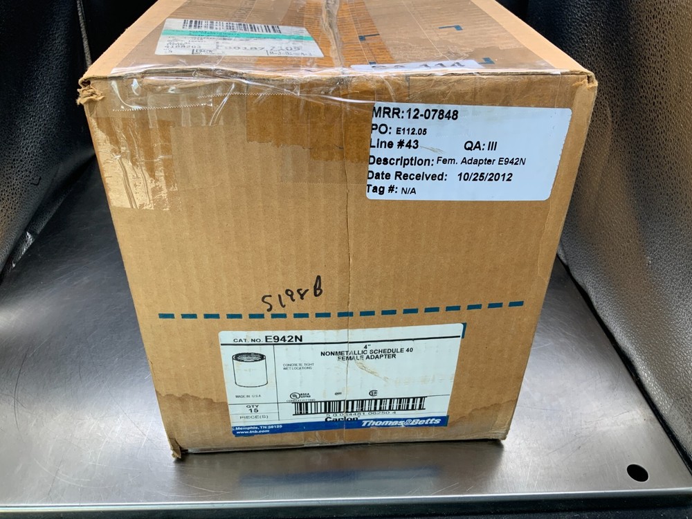(15) Thomas & Betts E942N Non-Metallic Schedule 40 Female Adapter 4"