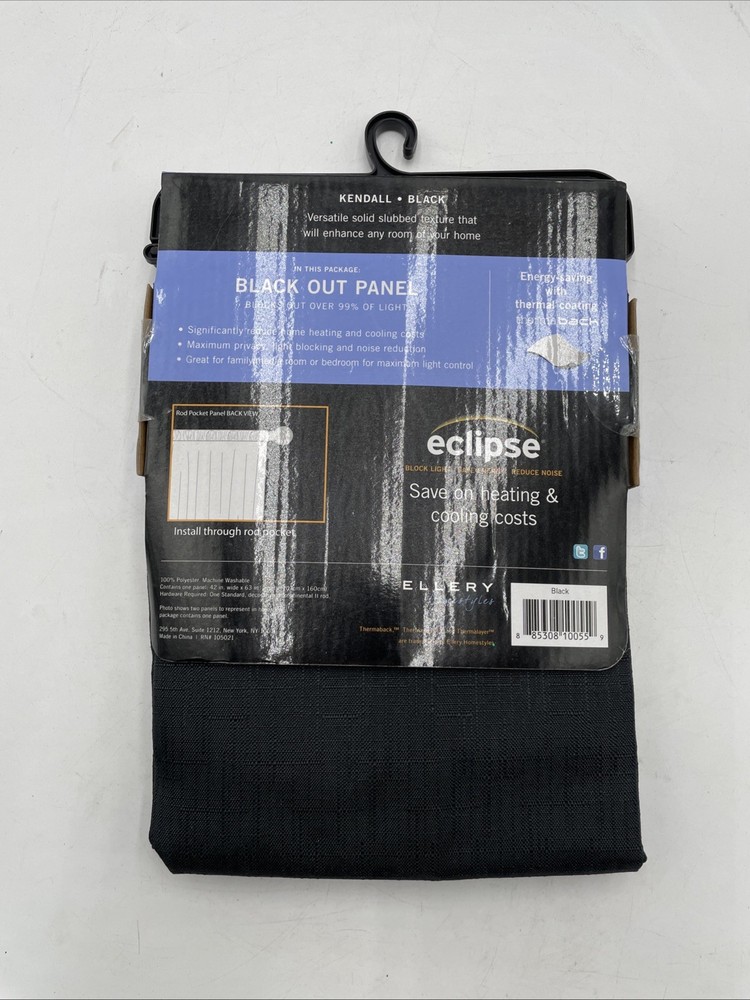 Eclipse Samara Blackout Energy-Efficient Thermal Curtain Panel, 42" x 63" Black