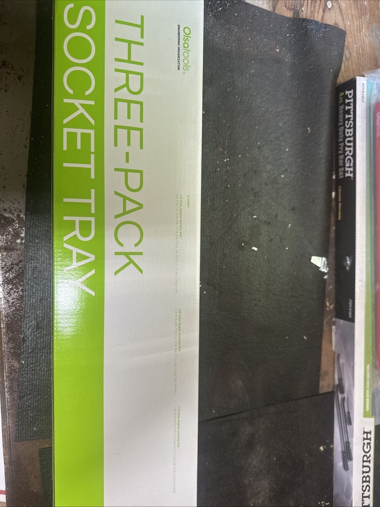 Olsa Tools 3 Pc Standard Socket Tray Set Green Never Used Open Box