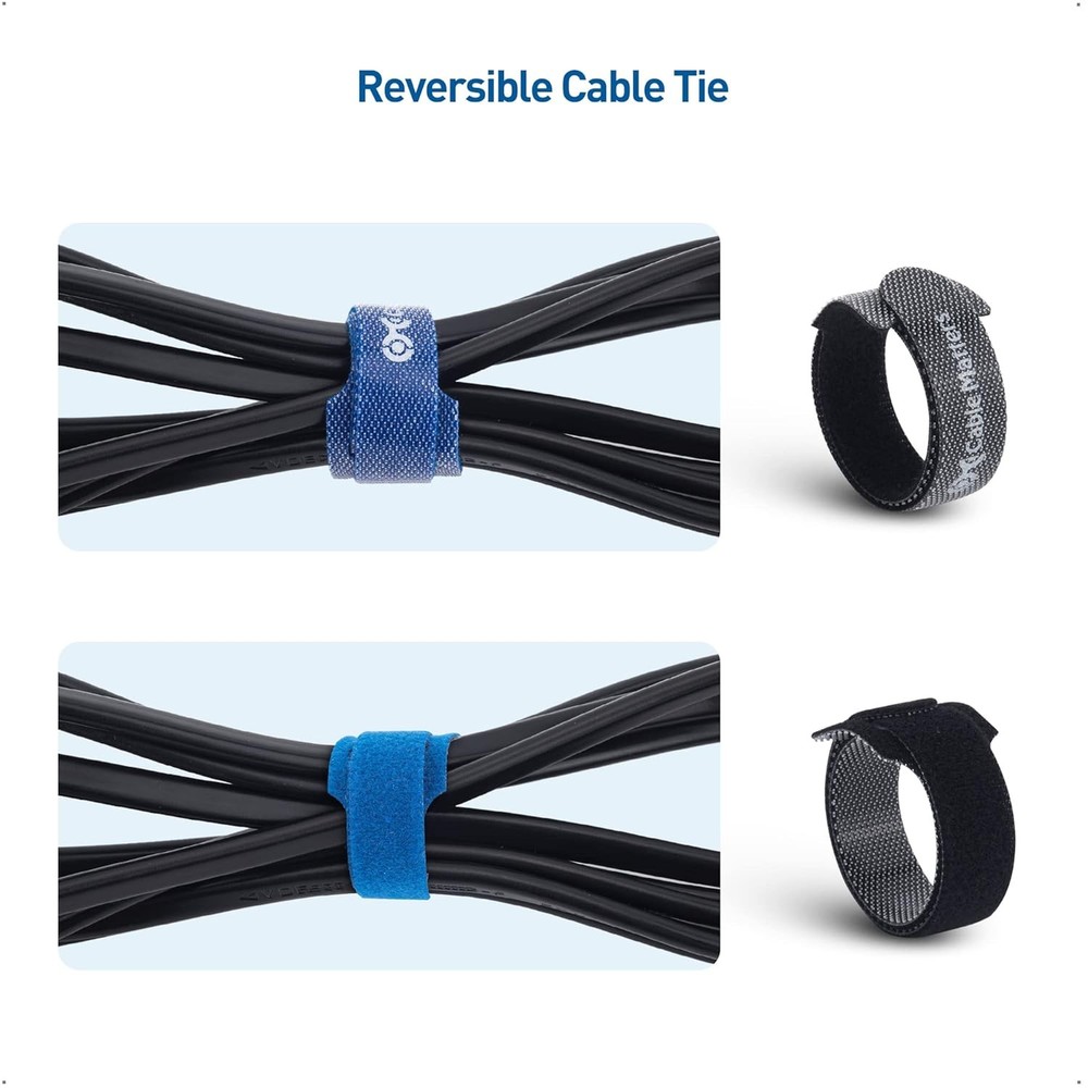 Cable Matters Hook & Loop Cable Straps 100pc Reusable Cord Organizer Ties