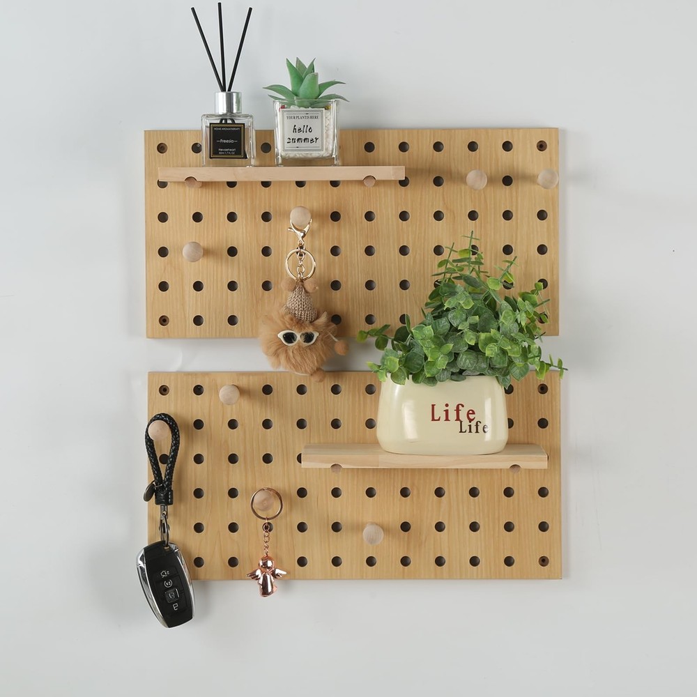 Wood Pegboard Modular Display Wooden Combination Wall Organizer Storage Hooks