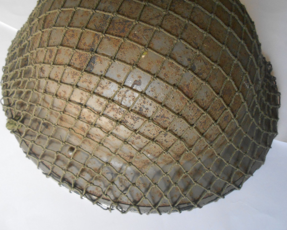 worn damage 2ww cotton Helmet net British Army second war used