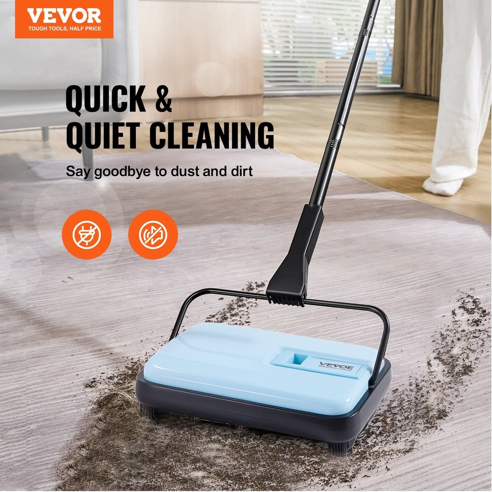 Carpet Sweeper Manual Floor Sweeper 300 ml Dustbin Capacity Easy Empty 6.7