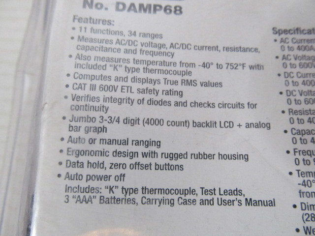 General Auto Ranging AC/DC True RMS 400A Clamp Meter DAMP68