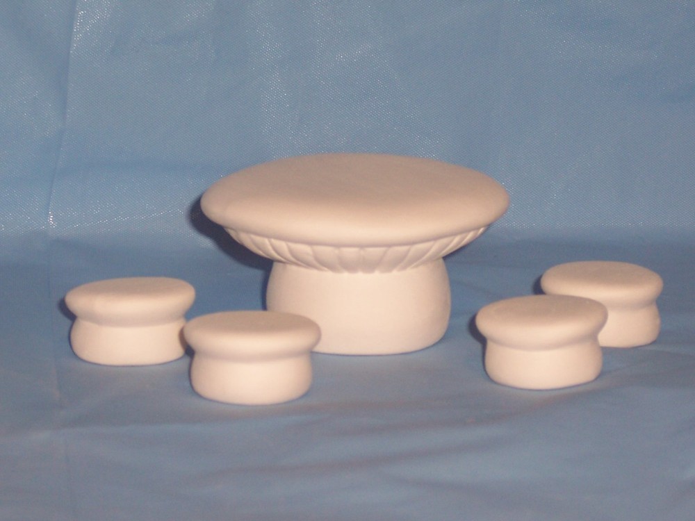 Ceramic Bisque Ready to Paint Toadstool Fairy Dinette Set