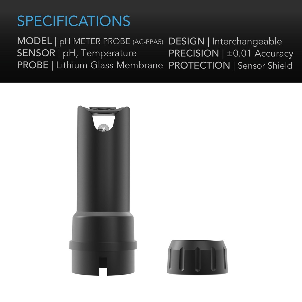 Replacement Sensor Probe for Digital pH Meter PRO Kit with ±0.01 pH Accuracy