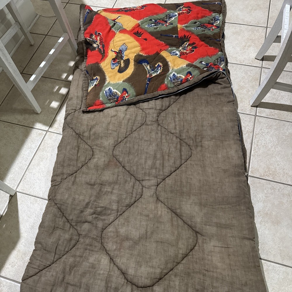 Vintage Emar Sleeping Bag With Ducks & Pheasants