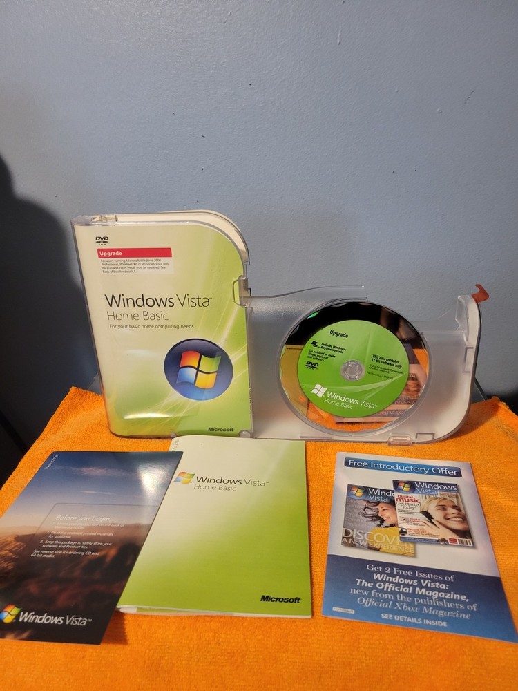 Microsoft Windows Vista Home Basic Service Pack 1 upgrade 32 bit with Key
