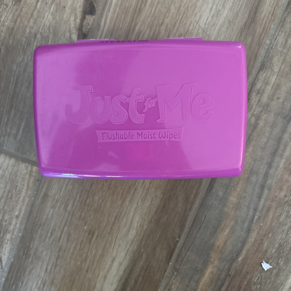 Vintage Pull Ups Just For Kids DRY Flushable Moist Wipes Container purple
