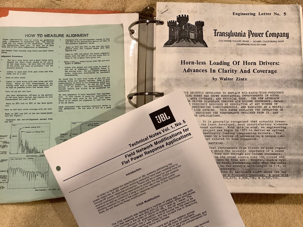 JBL TECHNICAL NOTES BINDER - Full Binder, See Photo 1987 Confrence