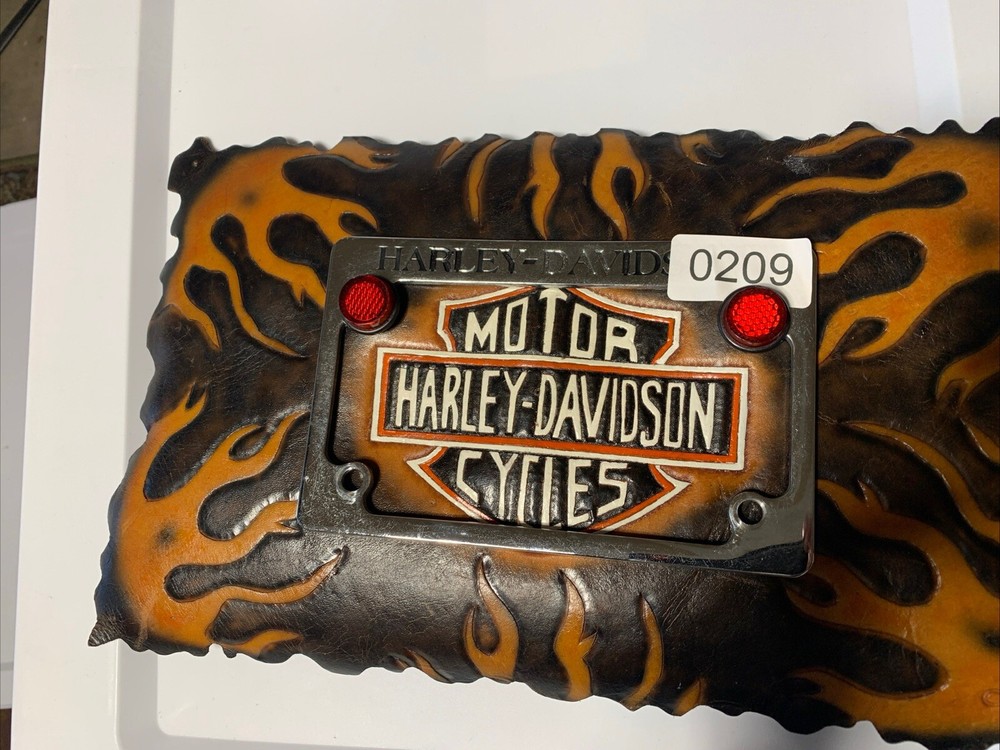 Harley-Davidson Motorcycle License Plate Holder On Leather Patch.