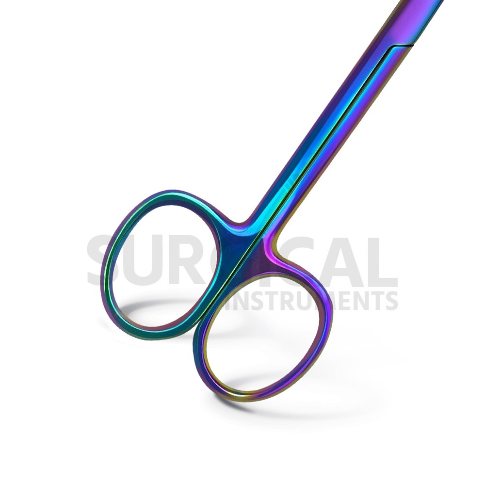 3 Pcs Suture Stitch Scissors 4.5" Curved Multicolor/Rainbow Titanium German Grad