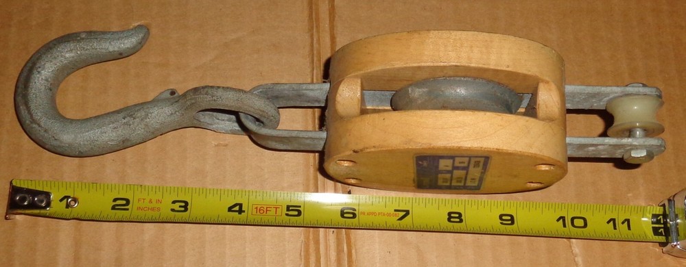 Campbell Pulley 4" Wood Block Tackle