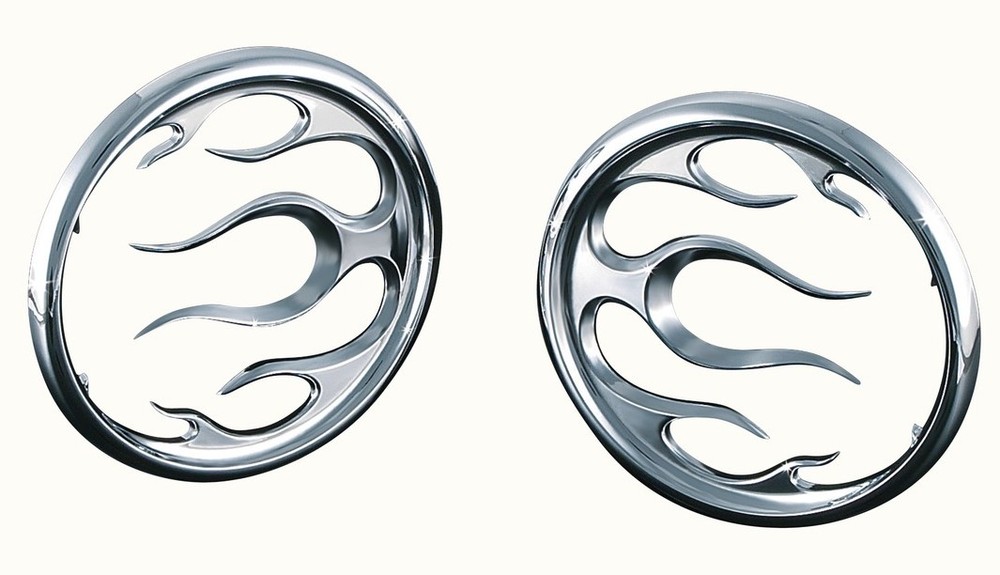 Kuryakyn Front Chrome Flame Speaker Grills (3788)