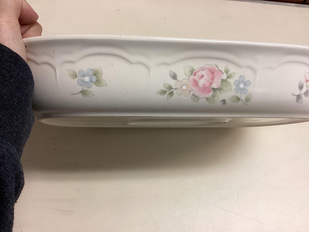 Pfaltzgraff Tea Rose Rectangular Baking Dish Casserole Ovenware USA Floral Pan