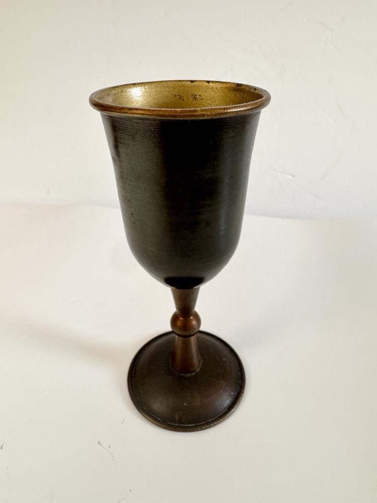 Vintage Brass Kiddush Cup Dark Green