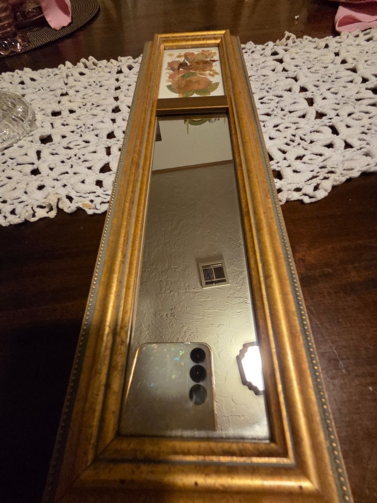 vintage pressed flower mirror