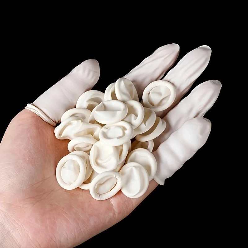 (100 PACK) Disposable Latex Finger Cots Medium Size Anti Static DURABLE HANDMADE