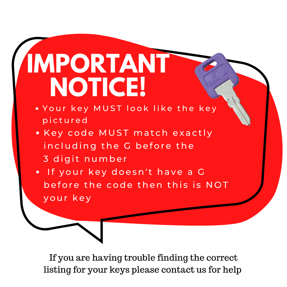 2 GLOBAL LINK CAMPER KEYS for G391 STORAGE COMPARTMENTS