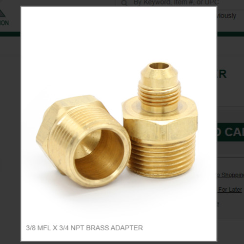 3/8 MFL X 3/4 NPT BRASS ADAPTER # 48-612