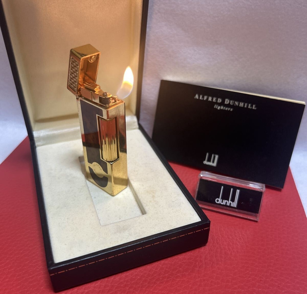 Overhauled Dunhill Rollagas lighter brown gold with box